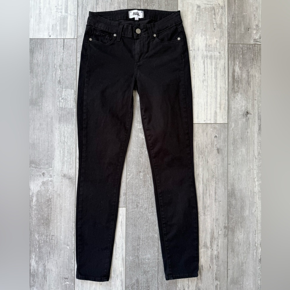 PAIGE Verdugo Ankle Skinny Jeans Black Size 25 Soft Stretch High Rise